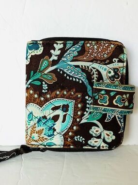 Vera Bradley Retired Rare Hard To Find Java Blue Mini Zip Wallet